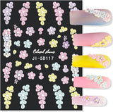 5D Geprägte Blume Nagelsticker Nagelfolie Selbstklebend Acryl Geschnitzte Blumen Nagelaufkleber Schmetterling Naklejka na paznokcie Blütenblätter Nageldesign Aufkleber Nägel Zubehör Kwiatowe naklejki na paznokcie