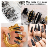 Mini Metall Nieten Punk Charms do paznokci Złoto Silber Strasssteine ​​​​Nägel Charm Kolce Kegla Nagelschmuck Glitzersteine ​​​​Szpilki do zdobienia paznokci Nagel Steine ​​Legierung Nagelanhänger Cyrkonie Nageldesign Zubehör