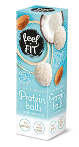 Praliny kokosowe bez cukru z migdałami, Feel FIT, bez dodatku cukru, 17% białka, 63 g