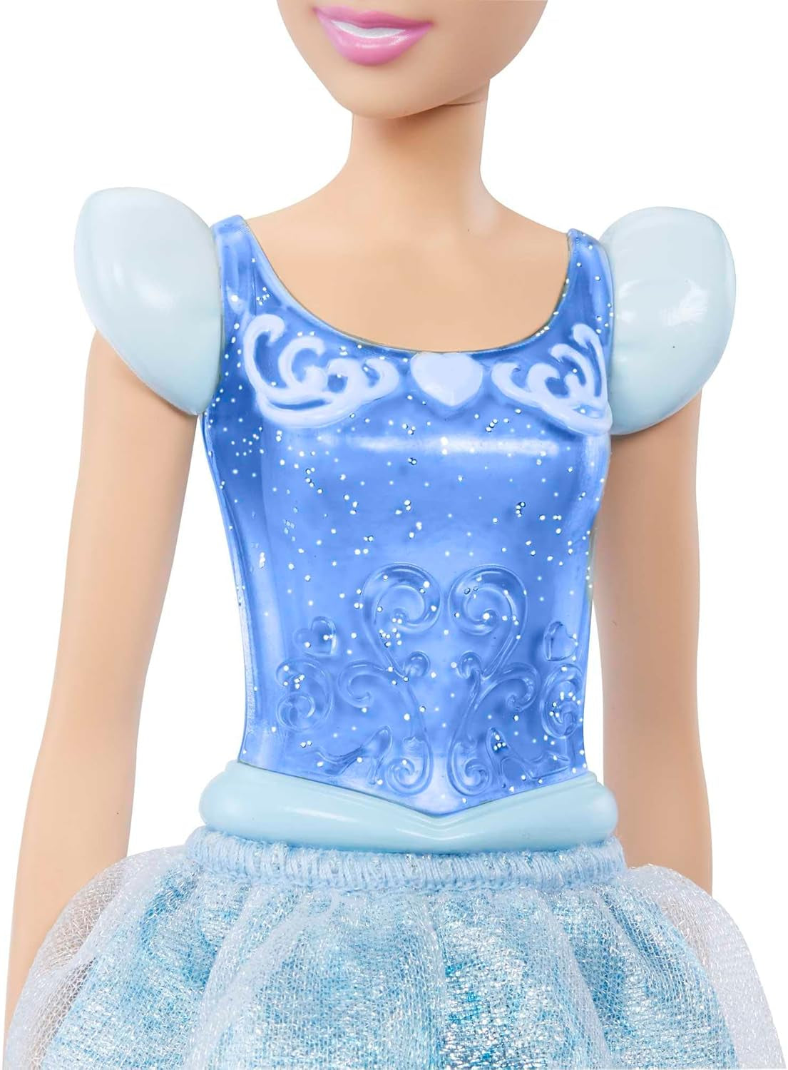 Mattel DISNEY Ruchoma lalka Księżniczka Kopciuszek ze błyszczącą sukienką, odpinanymi butami i tiarą, czesanymi włosami do zabawy we fryzjerstwie, od 3 lat, HLW06 Lalki Naty Shop