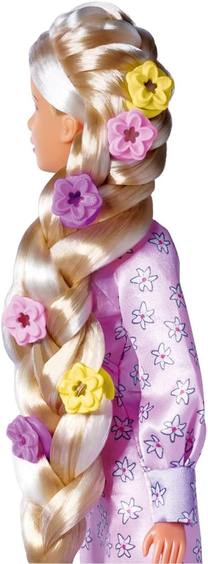 Simba 105733640 - Steffi Love Flower Hair, lalka z bardzo długimi włosami, zawiera 6 spinek, warkocz i grzebień, 29 cm, wiek 3+