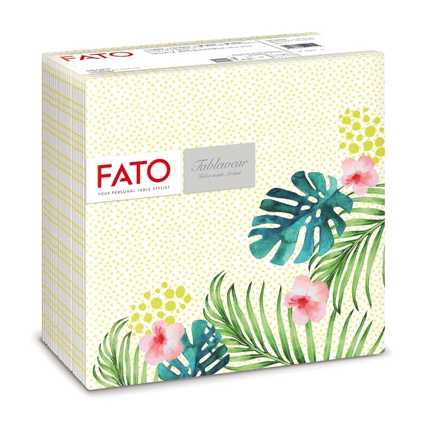 Fato - Serwetki papierowe suche, airlaid, efekt tekstylny, opakowanie 50 serwetek, 40X40 złożone w formacie 4, Tropicana Decor