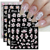 JMEOWIO 3D Nagelsticker Frühling Blume Nail Art Naklejka Selbstklebend Nagelaufkleber 5D Stereoskopisch Buntes Sommer Blumen Dekoration Nageldesign Zubehör 4 Blatt
