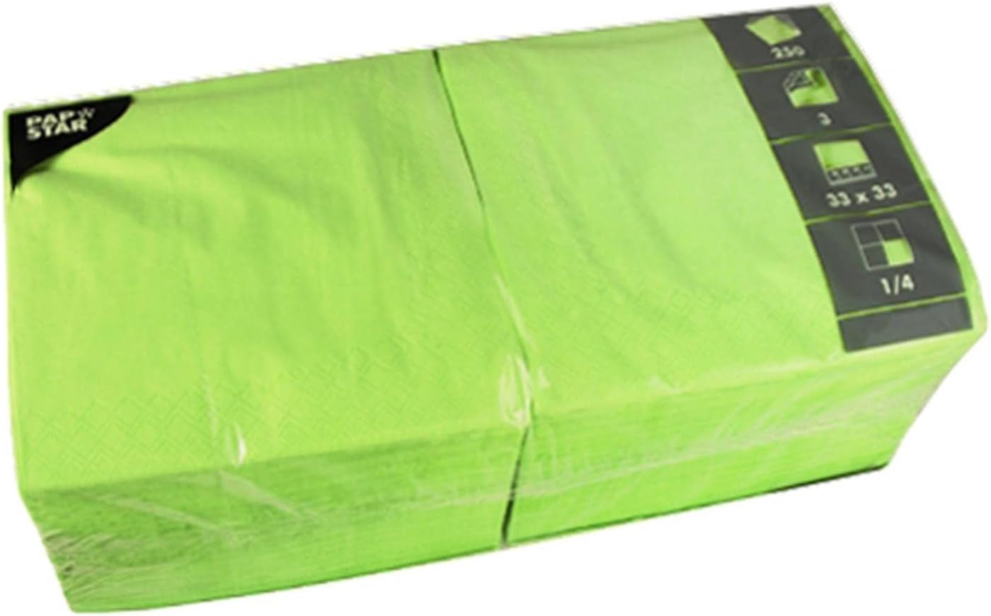 250 serwetek, 3-warstwowych, 1/4-krotnie 33 cm x 33 cm zielone jabłko