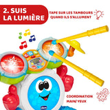 Chicco 00009820100000 Mi First Drum Set ze światłami i dźwiękami, 3 tryby gry Instrument muzyczny z baterią dla dzieci, wielokolorowy, duży Jucarii Bebe Naty Shop