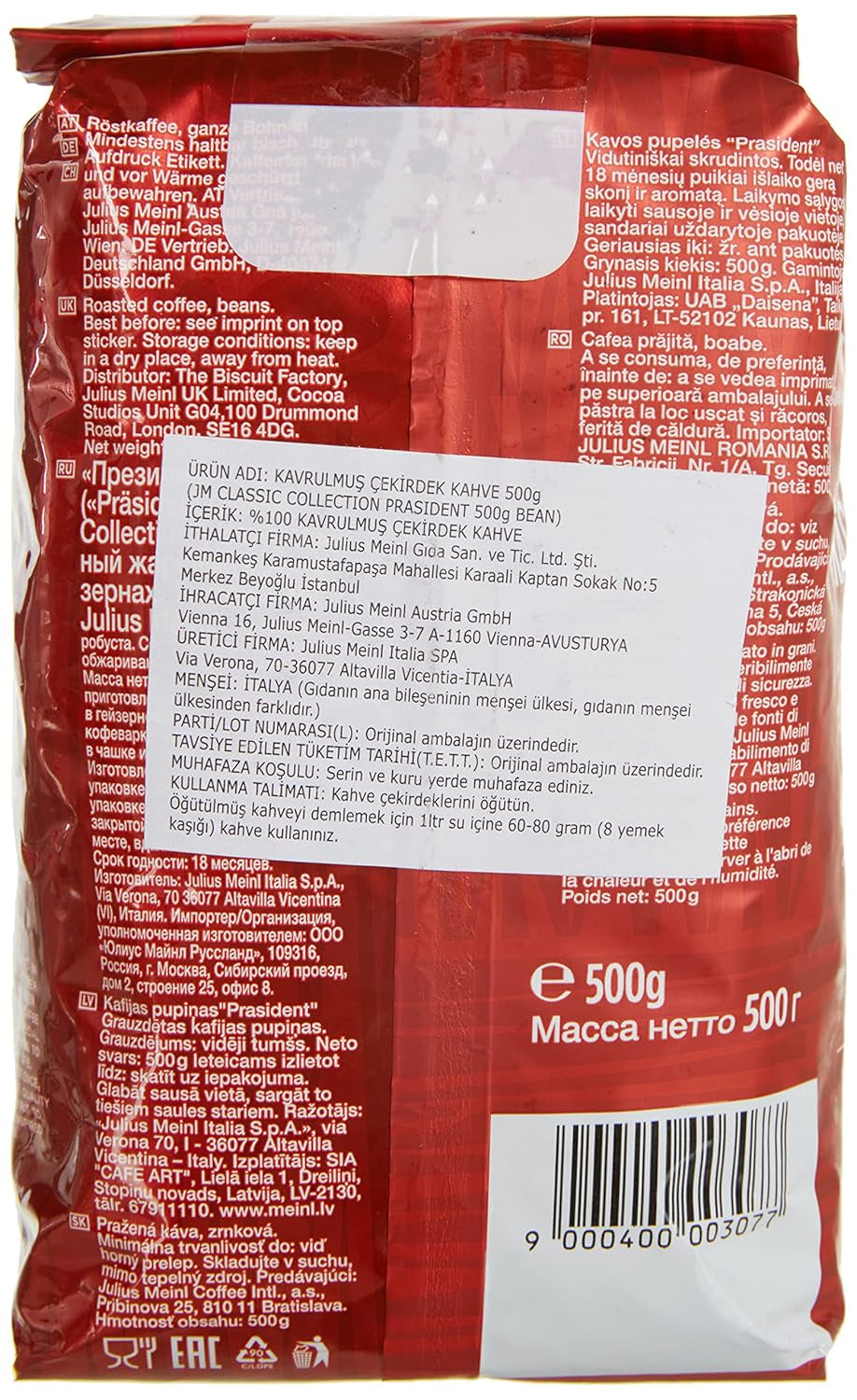 Pakiet 2 pełnych ziaren President (2 x 500 g)