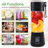 Mikser Smoothie Maker Tragbarer Entsafter: 380Ml Standmixer Persönlicher Shaker Proteinshake Mit 6 Edelstahlmesser Tragbar-Bpa-Freie Mit Usb-Mixbecher Für Shakes,Saftoutdoor,Schwarz Bucatarie Naty Shop
