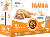 IAMS Delights Kitten Nassfutter - Opakowanie zbiorcze Katzenfutter mit Hunn w sosie, wysokiej jakości Futter für Junior Kätzchen von 1-12 Monate, 12 x 85 g