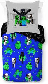 Pościel dla dzieci, postacie Disneya, 100% bawełna Pościel - dzieci Naty Shop Blue - Minecraft 135X200/80X80 (2 szt.)