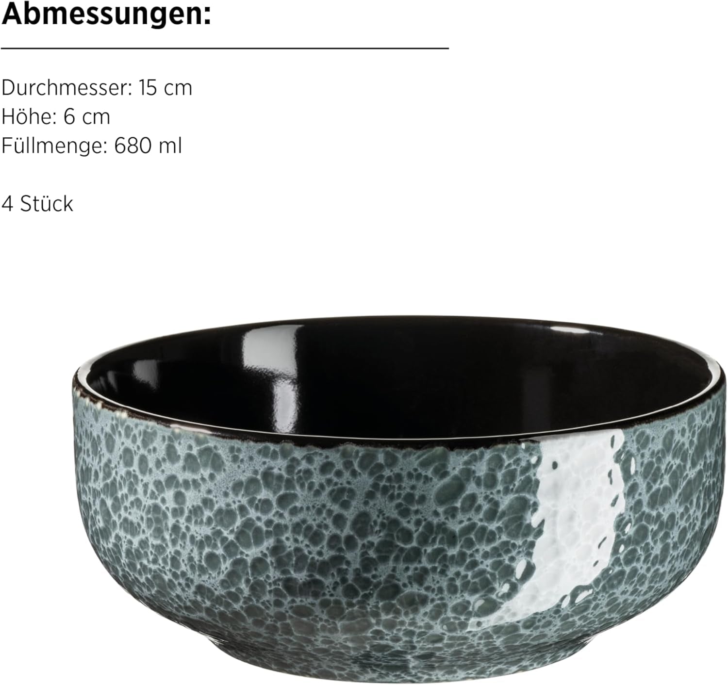 MĘSER 934110 Seria Filippa, Ceramiczny zestaw zastawy stołowej dla 4 osób, Nowoczesny kombinowany zestaw zastawy stołowej składający się z 16 sztuk; Plates, bowls and cups with reactive glaze in green and black, Stoneware, Green