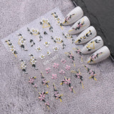 JMEOWIO 6 Blatt 3D Nagelsticker Frühlings Blume Nail Art Naklejka Selbstklebend Nagelaufkleber 5D Stereoskopisch Bunte Sommer Blumen Dekoration Nageldesign Zubehör