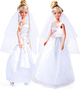 Simba 105733414 - Suknia ślubna Steffi Love, różne 2 wzory, w zestawie tylko jeden przedmiot, lalka w pięknej sukni ślubnej, 29 cm, wiek 3+