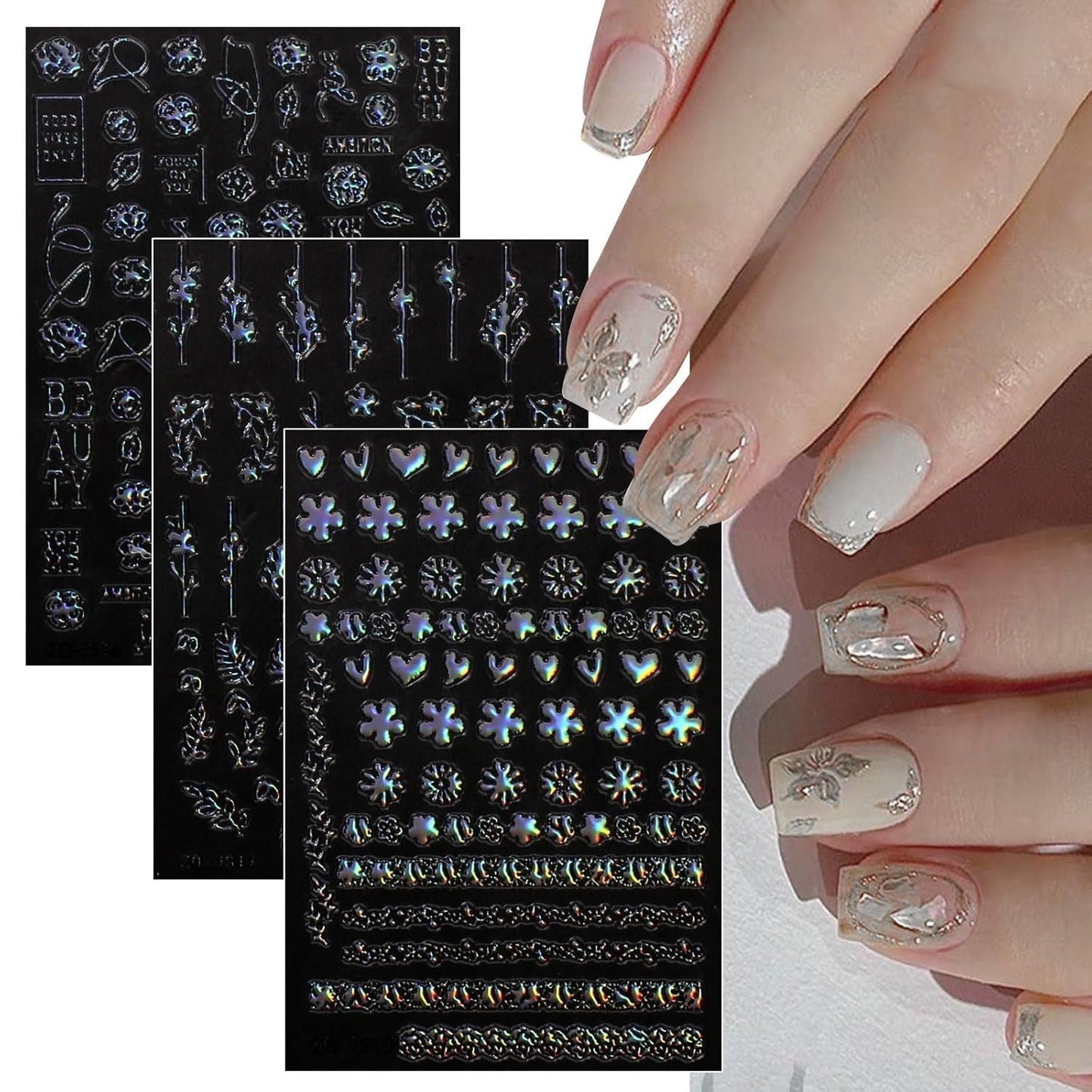 Jmeowio Nagelsticker Aurora Geometrysch 12 Blatt Nail Art Naklejka Selbstklebend Nagelaufkleber Bunt Dekoration Nageldesign Zubehör