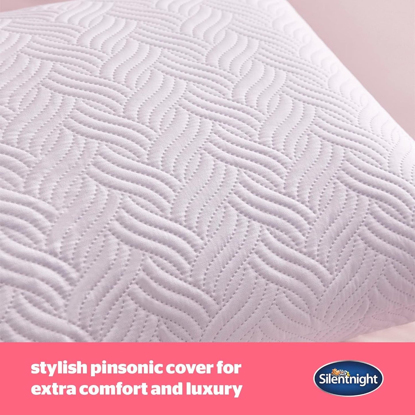 Poduszka Silentnight Ultimate - miękka i podtrzymująca poduszka do łóżka z luksusową pikowaną poszewką Pinsonic Soft Touch, hipoalergiczna, nadająca się do prania w pralce, dla osób śpiących na plecach i na boku, 1 szt. Poduszki standardowe Naty Shop