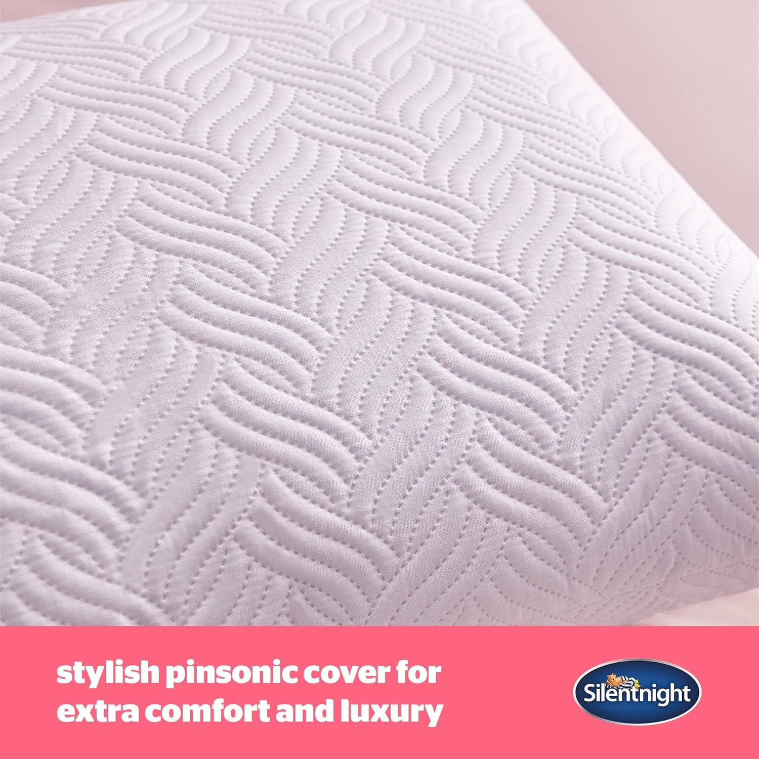 Poduszka Silentnight Ultimate - miękka i podtrzymująca poduszka do łóżka z luksusową pikowaną poszewką Pinsonic Soft Touch, hipoalergiczna, nadająca się do prania w pralce, dla osób śpiących na plecach i na boku, 1 szt. Poduszki standardowe Naty Shop