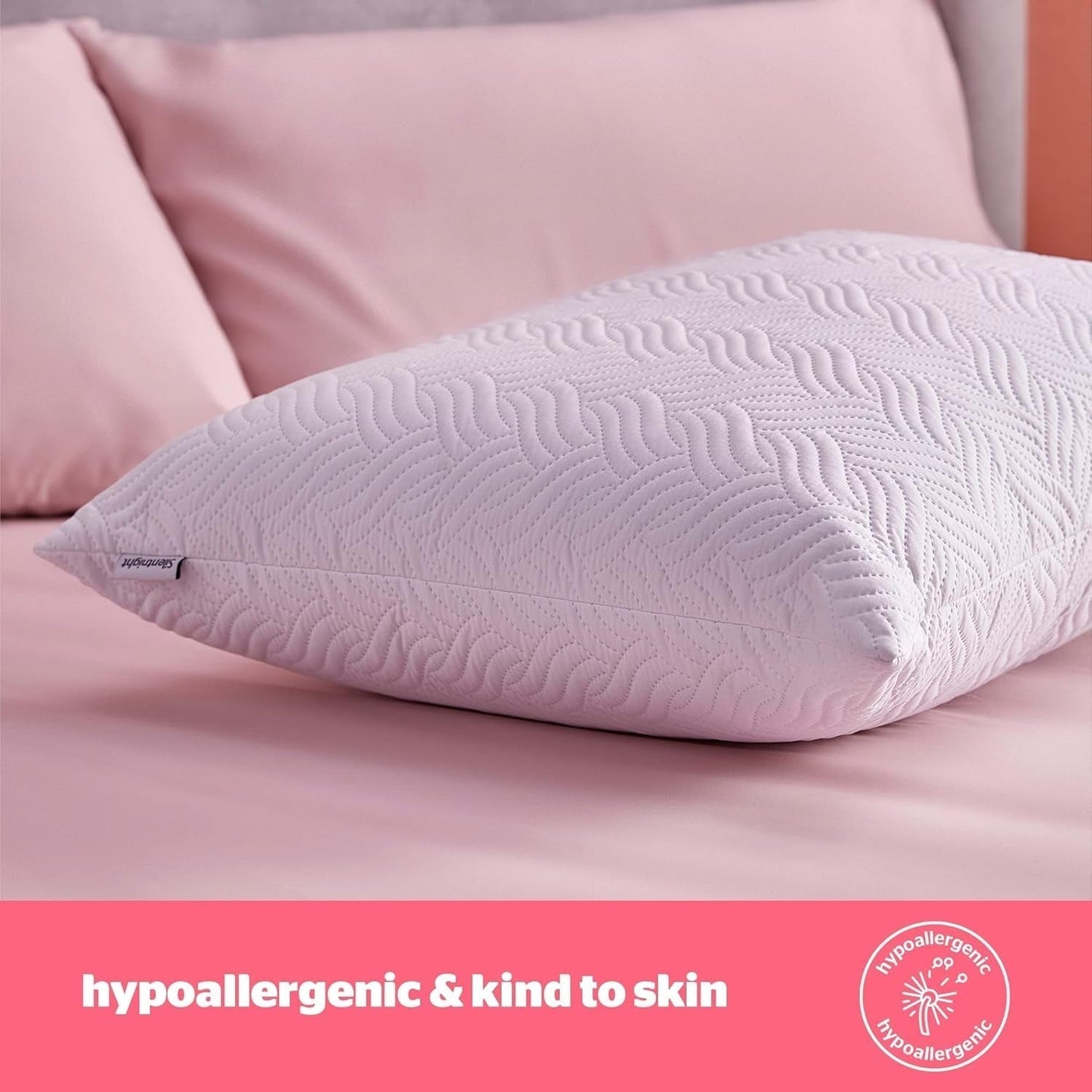 Poduszka Silentnight Ultimate - miękka i podtrzymująca poduszka do łóżka z luksusową pikowaną poszewką Pinsonic Soft Touch, hipoalergiczna, nadająca się do prania w pralce, dla osób śpiących na plecach i na boku, 1 szt. Poduszki standardowe Naty Shop