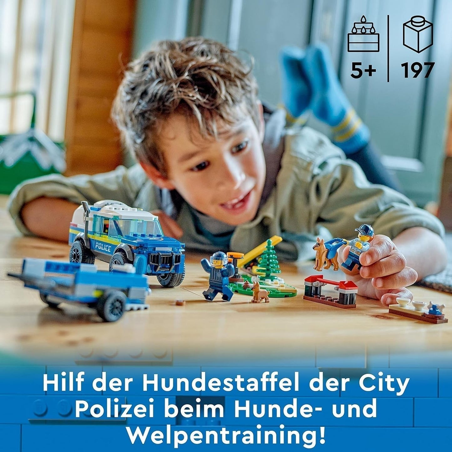 LEGO 60369 City Mobilne szkolenie psów policyjnych, zabawkowy radiowóz z przyczepą, figurki psa i szczeniaka, zestaw zwierząt dla dzieci w wieku powyżej 5 lat Zestawy do budowania Besuche den LEGO-Store
