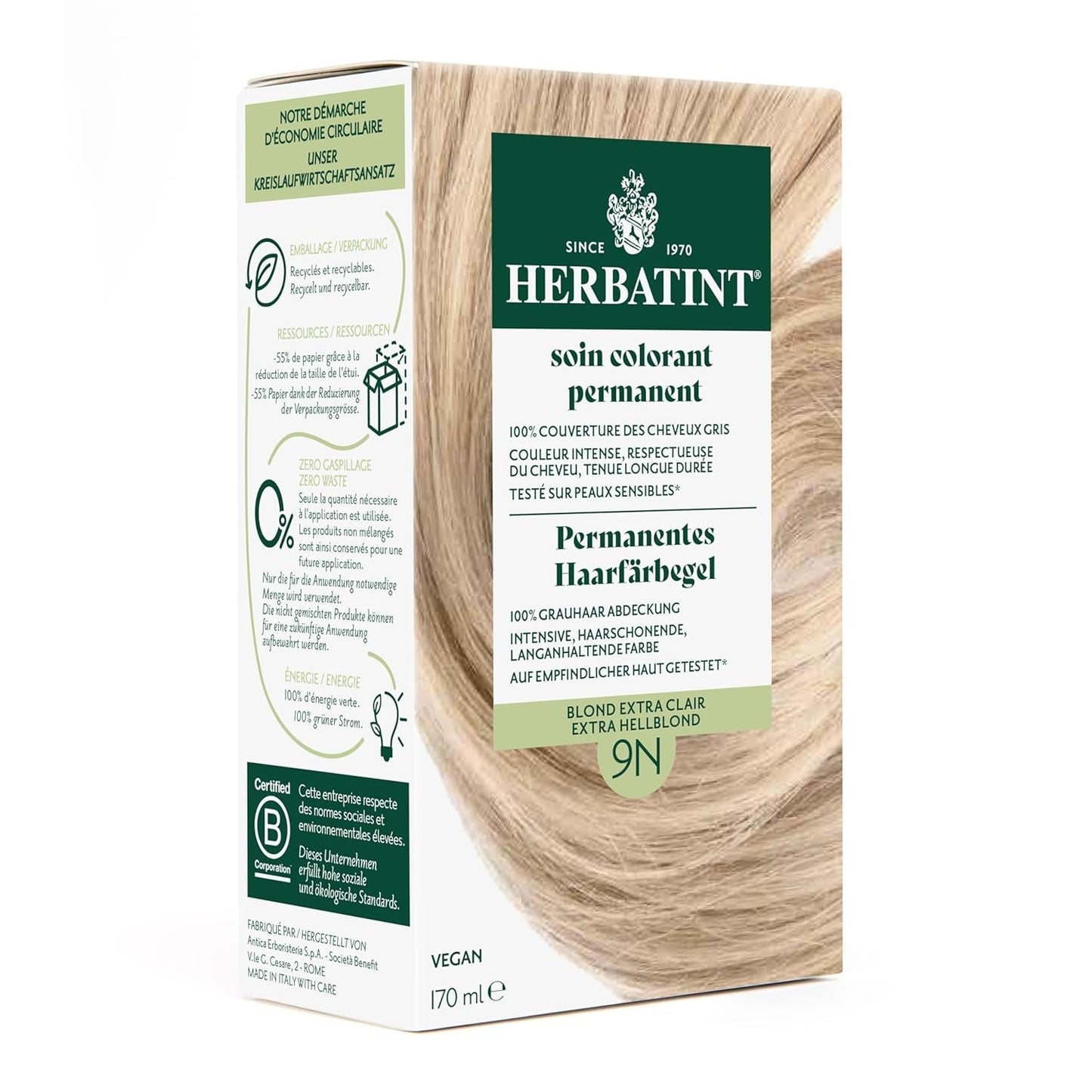 Żel do trwałej farby do włosów 6N Ciemny Blond - 170ml I Bez amoniaku, 100% krycia siwych włosów Testowałem na skórze wrażliwej, z 8 ekstraktami roślinnymi Naty Shop Farba do włosów 9N Bardzo jasny blond