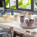 Moritz & Moritz COPA 16-tlg Geschirrset 4 Personen - Elegantes Teller Set aus hohrstandigem Steinzeug - Geschirr Set 4 Personen aus je 4x Obiadowy, Deserteller, Müslischale i Kaffeebecher
