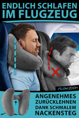 FLOWZOOM AIR Dmuchana poduszka pod kark z kapturem - Samolotowa poduszka pod kark - Poduszka podróżna - Szybko nadmuchiwana podróżna poduszka pod kark - Poduszka samolotowa - Poduszka podróżna - Poduszka pod szyję dla dorosłych (szara) Poduszki ortopedyczne na szyję Naty Shop
