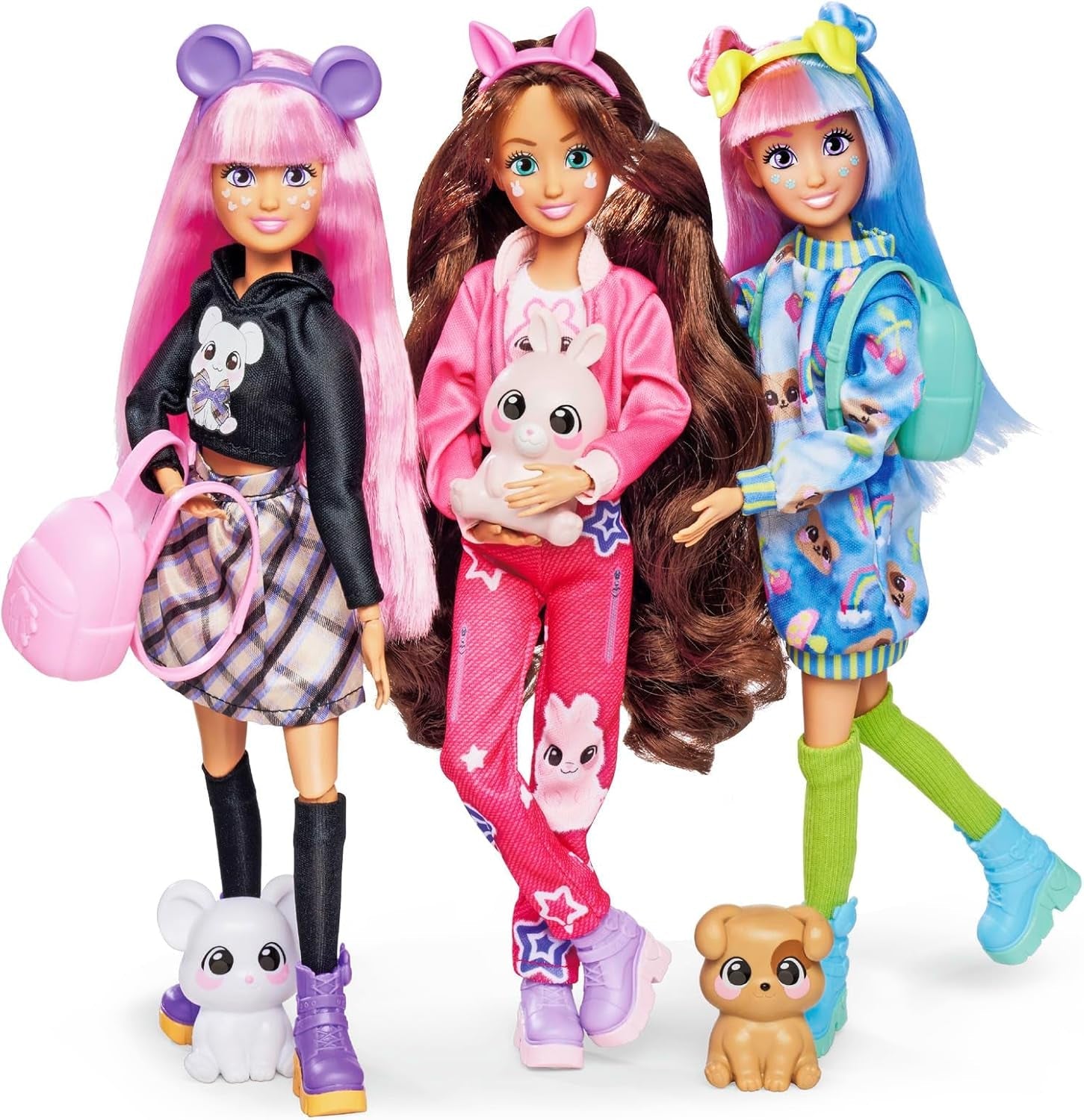 Simba 105953975 — Kawaii Hi Dress-Up Lalka Lucy (26 cm) — przegubowa lalka fryzjerska, lalka-królik z długimi włosami i akcesoriami Zabawka dla dzieci od 4 lat