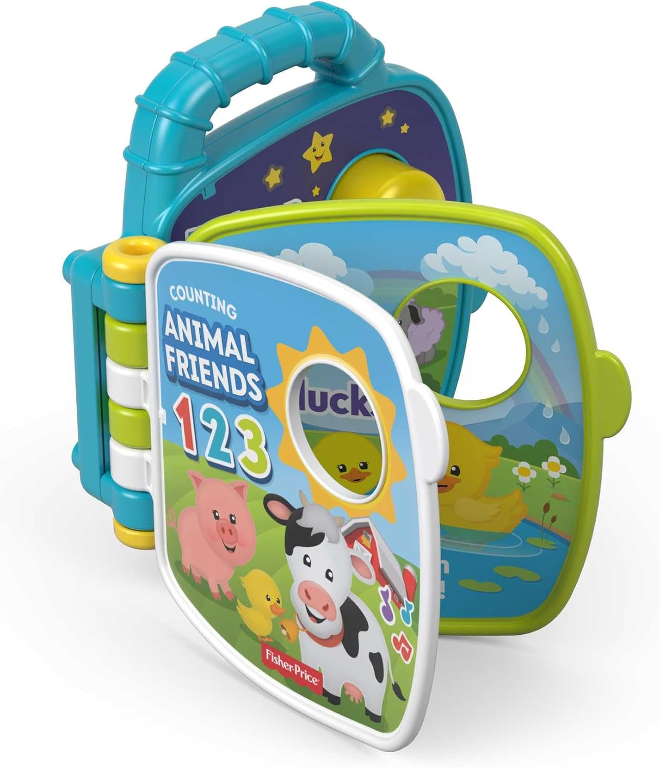 Śpiewnik Fisher-Price Musical Animal Friends | Zabawka dla niemowląt od 6 miesięcy, 1 roku dla dziewcząt i chłopców | Zabawka dla dzieci | Książka muzyczna z dźwiękami i efektami świetlnymi | Zabawka edukacyjna (niemiecki), GFP29 Jucarii Bebe Naty Shop