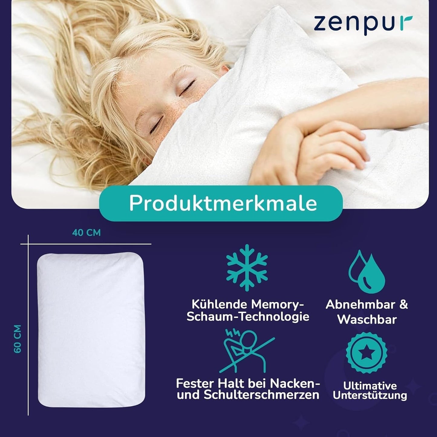 Zestaw 2 poduszek pod szyję 40X60-13Cm - Ergonomiczna poduszka do spania na szyję i ramiona, certyfikat Oeko-Tex Poduszki ortopedyczne szyjne Naty Shop