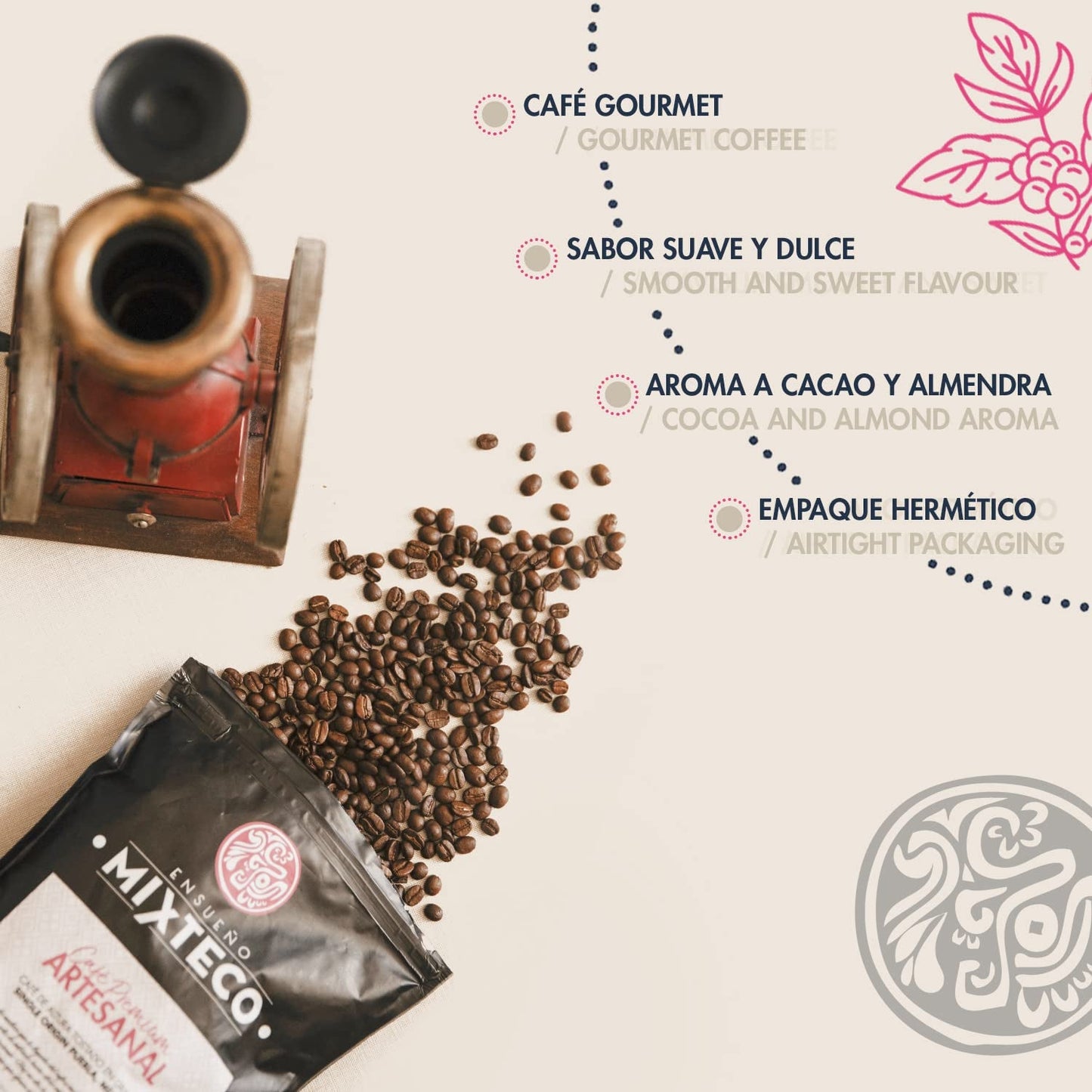 Palone ziarna kawy Arabica | 500 g z nutą kakao i migdałów | Z tradycyjnej palarni kawy | Delikatny smak