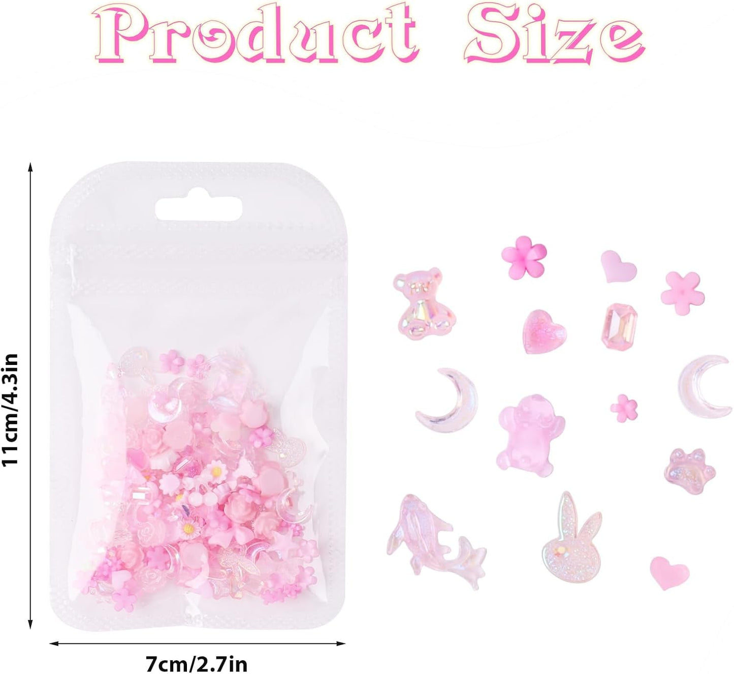100 szt. Kokardki do paznokci Y2K 3D Żywica Kamelia Kwiatowe zawieszki do paznokci Kawaii Cyrkonie Ozdoby do paznokci, wzory, akcesoria do rękodzieła DIY (różowy)