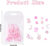 100 szt. Kokardki do paznokci Y2K 3D Żywica Kamelia Kwiatowe zawieszki do paznokci Kawaii Cyrkonie Ozdoby do paznokci, wzory, akcesoria do rękodzieła DIY (różowy)