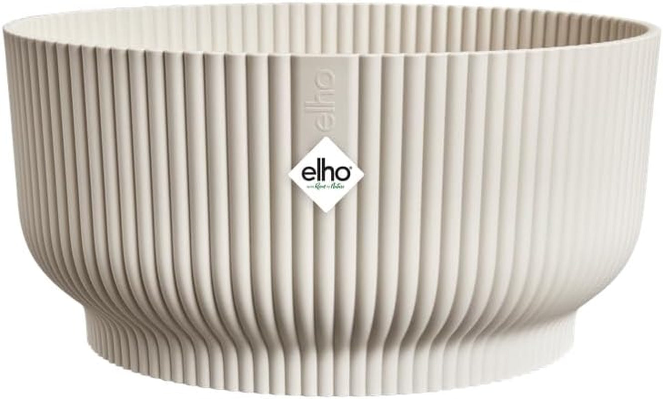 elho Vibes Fold Bowl 25 - Doniczki do wnętrz - 100% plastiku pochodzącego z recyklingu - Ø 24,9 x wys. 12,1 cm - Biały/biały len