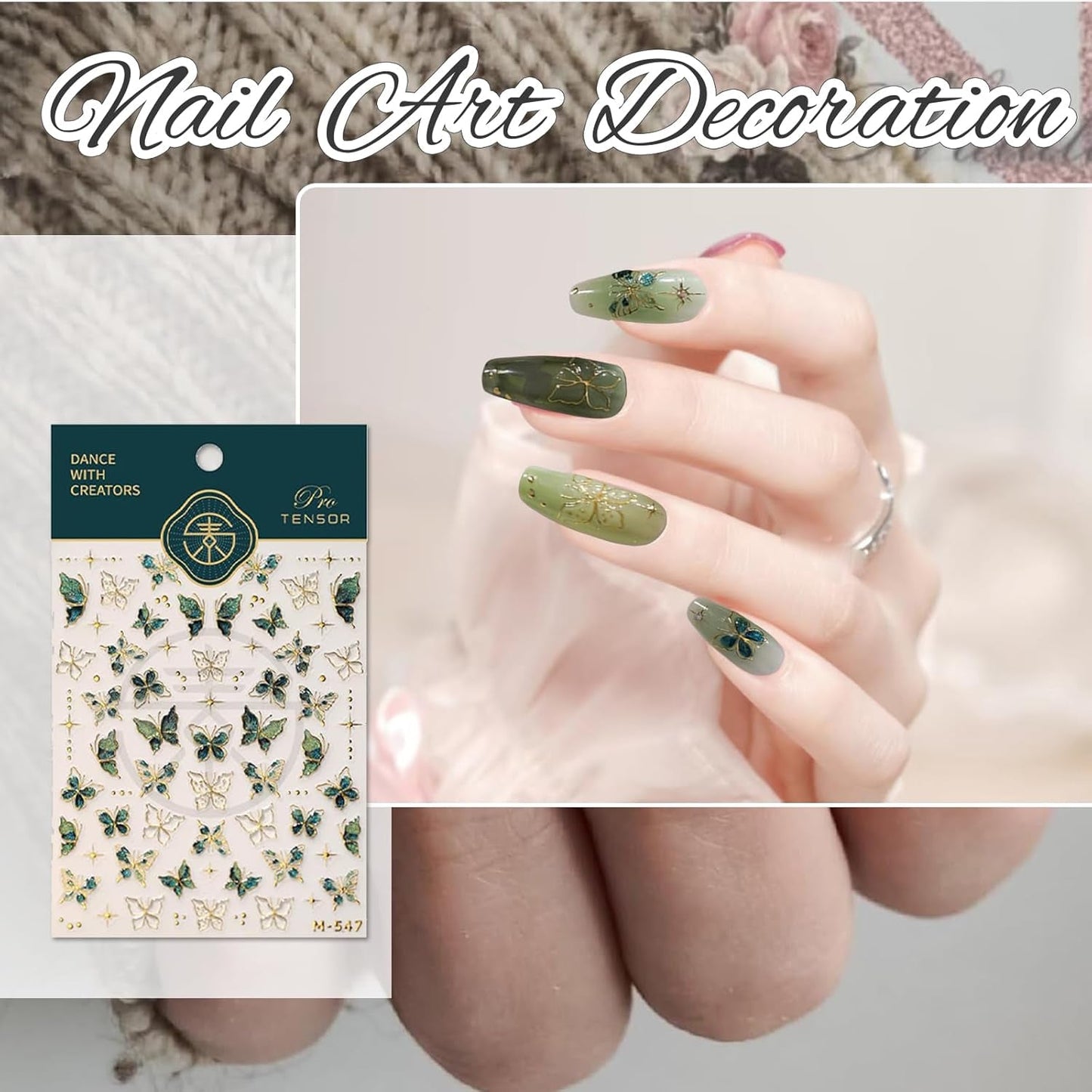 2 Blätter 5D Schmetterling Nagelsticker Selbstklebend, Nagelsticker Gold Rand, Nagel Designing Zubehör, Naklejki do zdobienia paznokci, Schmetterlinge Deko Nagelaufkleber, Nageltattoos