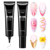 Makartt 3D Nail Art Gel - Żel do klejenia kryształków górskich 15G do breloczków do paznokci, Wielofunkcyjny żel do rzeźbienia paznokci do samodzielnego projektowania paznokci, Rzeźba paznokci Modelowanie paznokci w domu (przezroczysty)