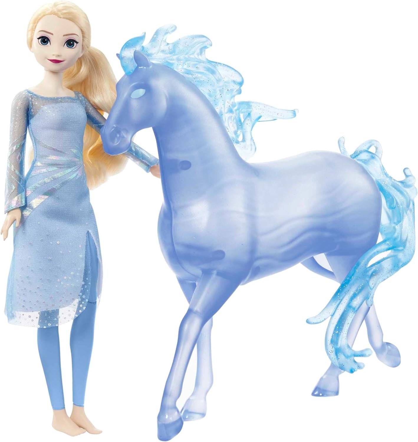 Mattel DISNEY Kraina Lodu Elsa i Nokk — poruszająca się lalka Elsa, majestatyczna figurka wodna Nokk, inspirowana drugim filmem, dla dzieci w wieku od 3 lat, HLW58