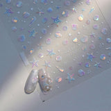 JMEOWIO 3D Nagelsticker Aurora Muschel Seestern Nail Art Naklejka Selbstklebend Nagelaufkleber 5D Stereoskopisch Ozean Thema Dekoration Nageldesign Zubehör 1 Blatt