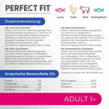 Perfect Fit Adult 1+ wybór mokrej karmy z łososiem, rybami głębinowymi, wołowiną i kurczakiem, 48 saszetek, 12x85g (4 sztuki w opakowaniu) - Mokra karma premium dla dorosłych kotów od 1 roku życia
