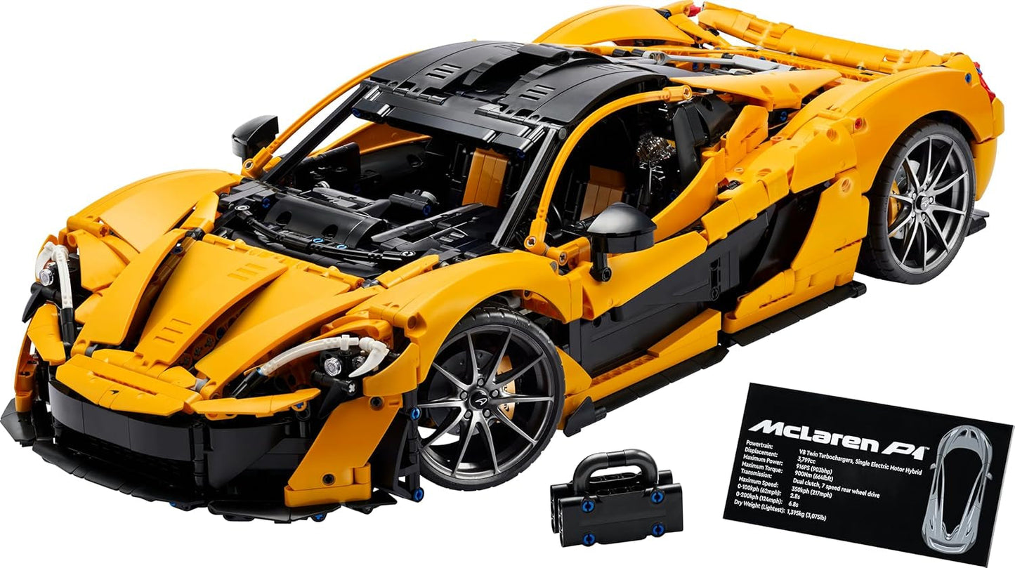 LEGO Technic Mclaren P1 Super Zestaw samochodów sportowych dla dorosłych Fani samochodów Prezent V8 Silnik tłokowy 7-biegowa skrzynia biegów Model samochodu w skali Zestaw samochodzików zabawkowych 42172 Zestawy do budowania Besuche den LEGO-Store