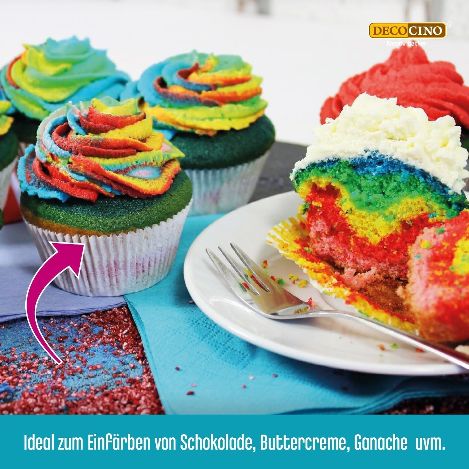 DECOCINO Czerwona pasta koloryzująca rozpuszczalna w tłuszczach - 15 g - Barwnik spożywczy na bazie oleju, idealny do barwienia czekolady, kremu maślanego, ciasta na fondant lub ciasteczka (3 sztuki w opakowaniu)