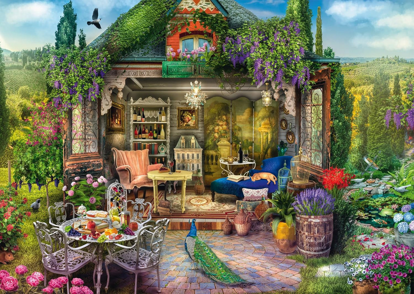 Schmidt Spiele 59794 Domek ogrodowy w winnicach, układanka 1000 elementów Puzzle Naty Shop