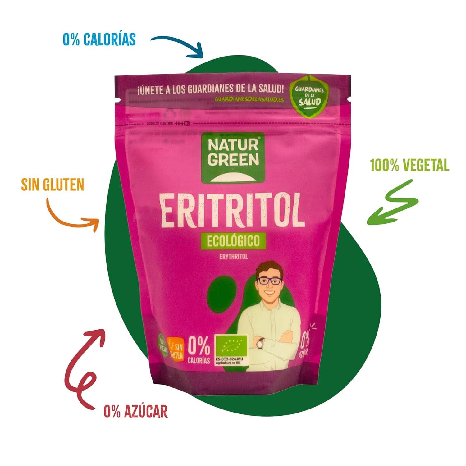 Bio Erytrytol, Naturalny słodzik, Organiczny, Niski Indeks Glikemiczny, 500 gramów Słodziki Naty Shop
