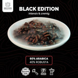 KING'S COFFEE - BLACK EDITION - 1 kg Intensywnie kremowa kawa ziarnista - Kawa o niskiej kwasowości - Kawa palona w małych partiach z Włoch - Mocna arabika w ziarnach espresso (mieszanka) do ekspresów w pełni automatycznych i z kolbą
