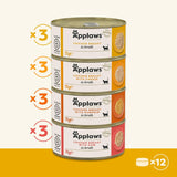 Applaws 100% naturalna mokra karma premium premium dla kotów, bulion z kurczaka dla dorosłych kotów – opakowanie 4 pudełka (12 x 70 g)