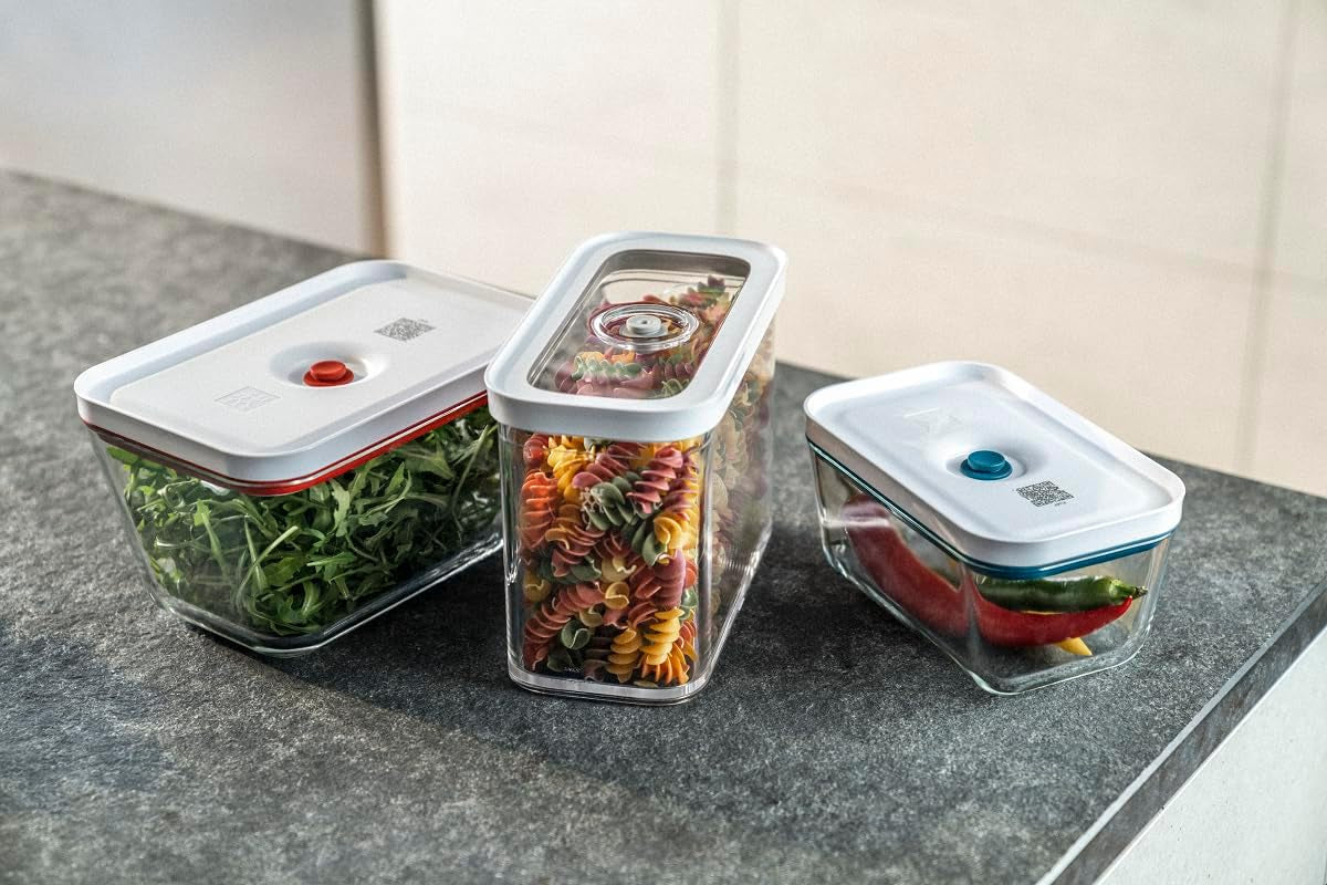 Pudełko ZWILLING FRESH & SAVE CUBE, rozmiar 2M, modułowe pudełko do przechowywania z możliwością sztaplowania, hermetyczne i opróżniane miejsce do przechowywania, można myć w zmywarce, przezroczyste pudełka do przechowywania żywności Naty Shop