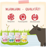 MjAMjAM - Mokra karma dla kotów Premium - Wellness Pack Wołowina, opakowanie 12 sztuk (12 x 125 g), bez zbóż, z dodatkowym mięsem