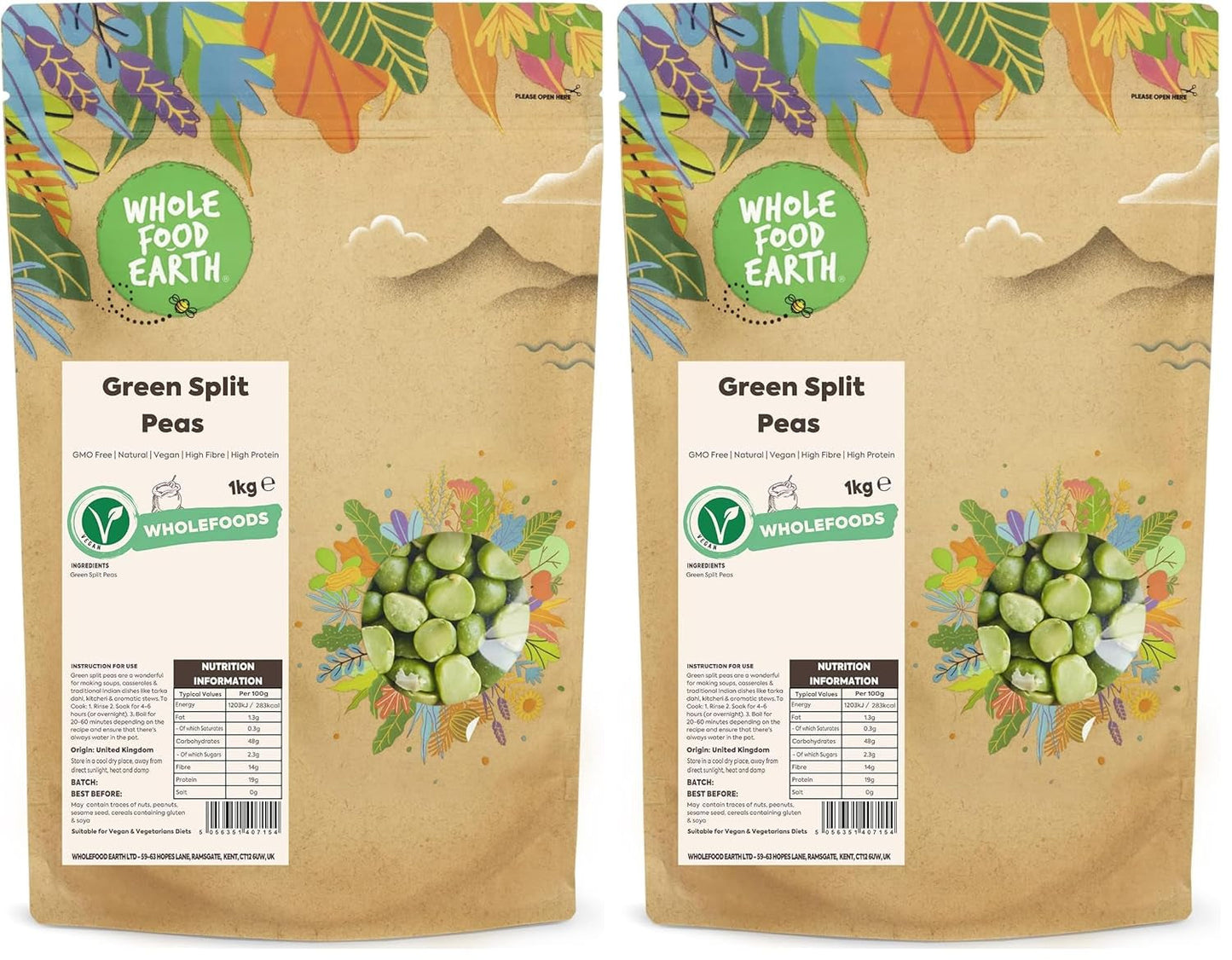 Wholefood Earth Organic Split Green Peas – 1 kg