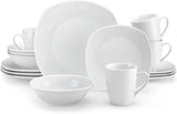 Zestaw naczyń obiadowych MALACASA na 4 osoby, 16-częściowa zastawa stołowa z białej porcelany, nowoczesny zestaw naczyń obiadowych z 4 talerzami obiadowymi, talerze deserowe, talerze i filiżanki Suma, seria ELISA