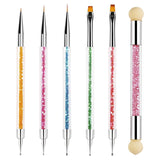 Sularpek 6 Stück Nagel Pinsel, Nail Art Pinsel, Pinsel Nageldesign, Nagel Pinsel Set, Nail Art Dotting Tools Mit 1 Gąbkowy aplikator w pędzelku, Nageldesign Zubehör Für DIY Nail Art Design