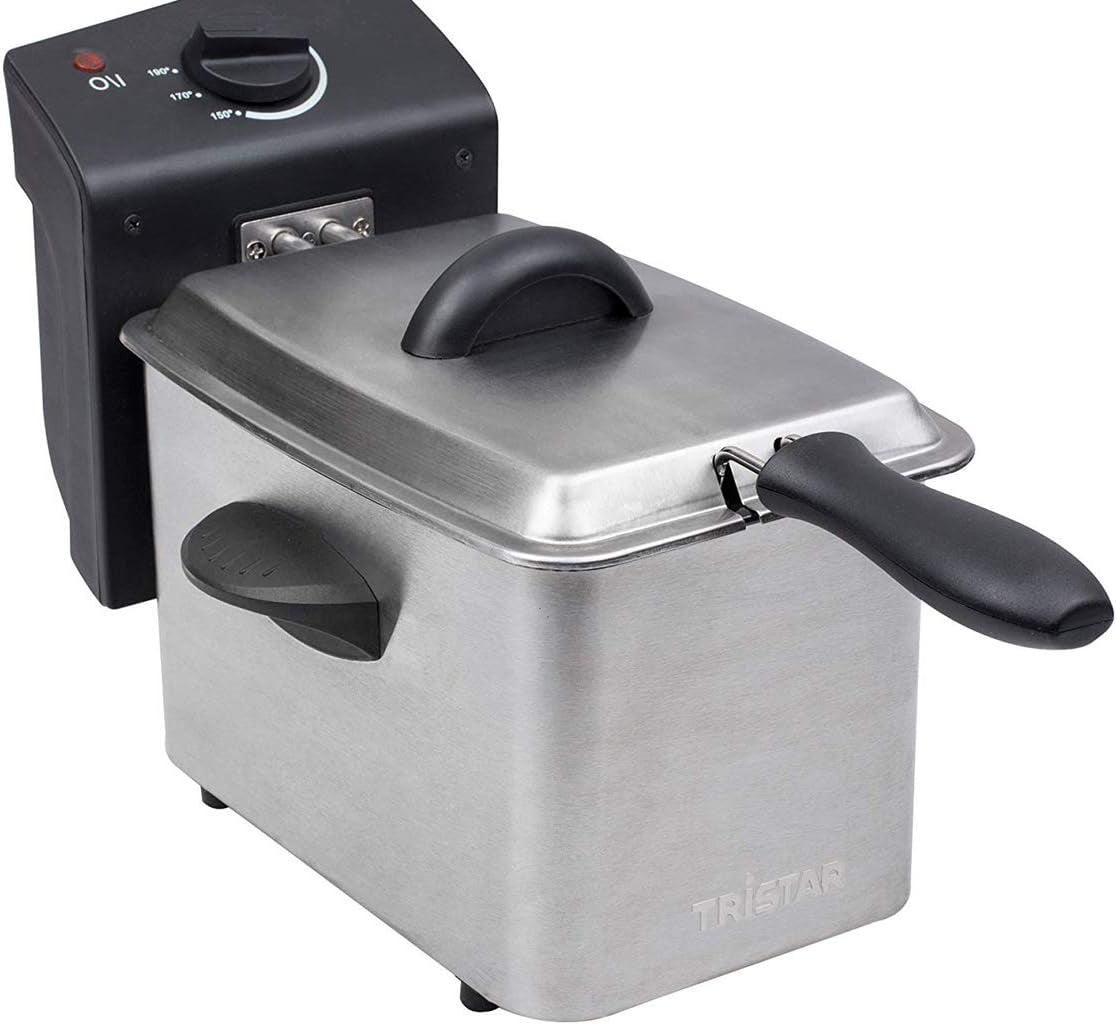 Frytkownica Tristar ze stali nierdzewnej - pojemność 2 litry, funkcja zimnej strefy i regulowany termostat do 190°C, FR-6919, srebrny AGD Naty Shop