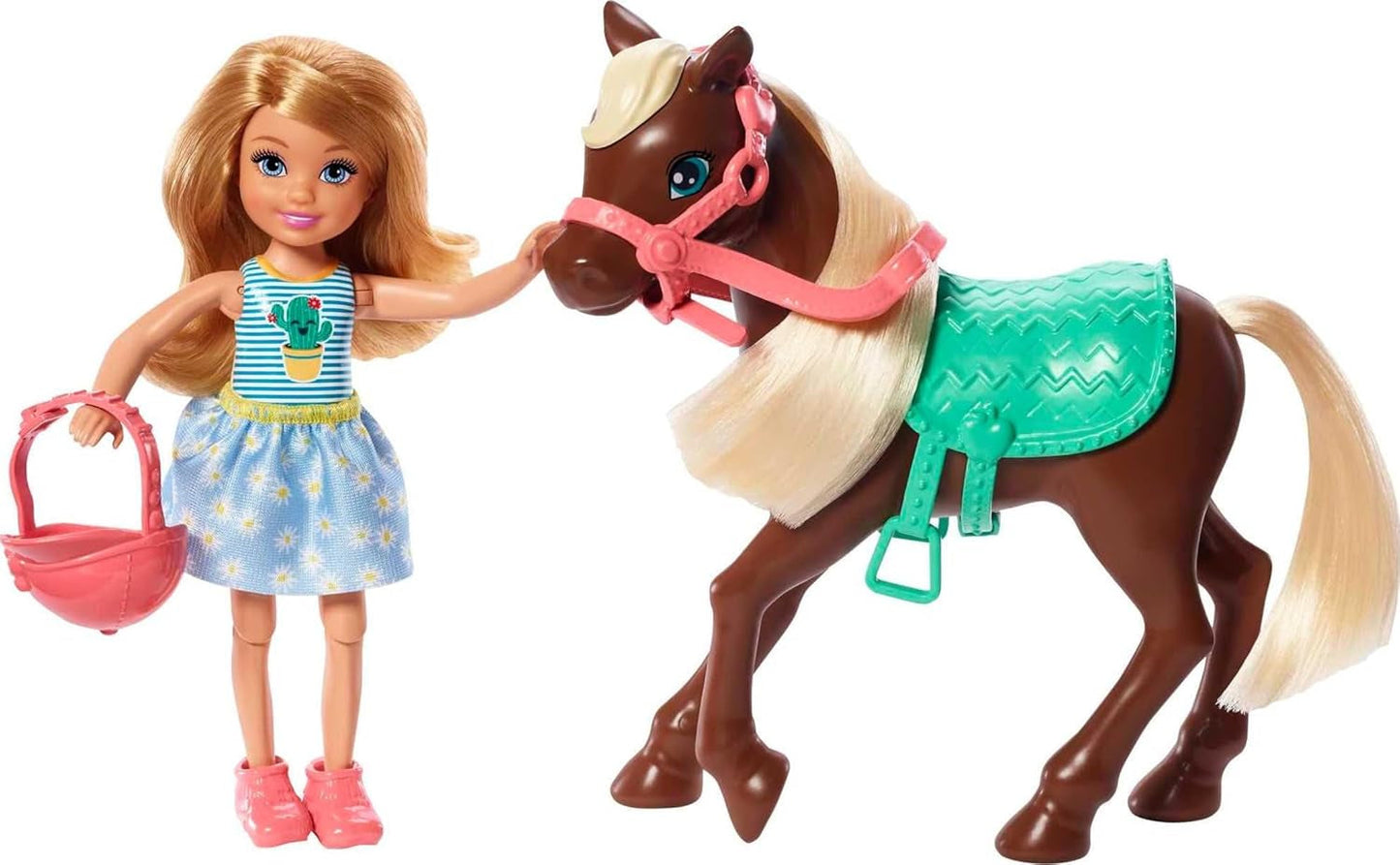 Barbie GHV78 – Zestaw klubowy Chelsea z lalką i koniem, ok. Blond 15 cm z ubrankami i dodatkami, prezent dla dzieci w wieku 3-7 lat