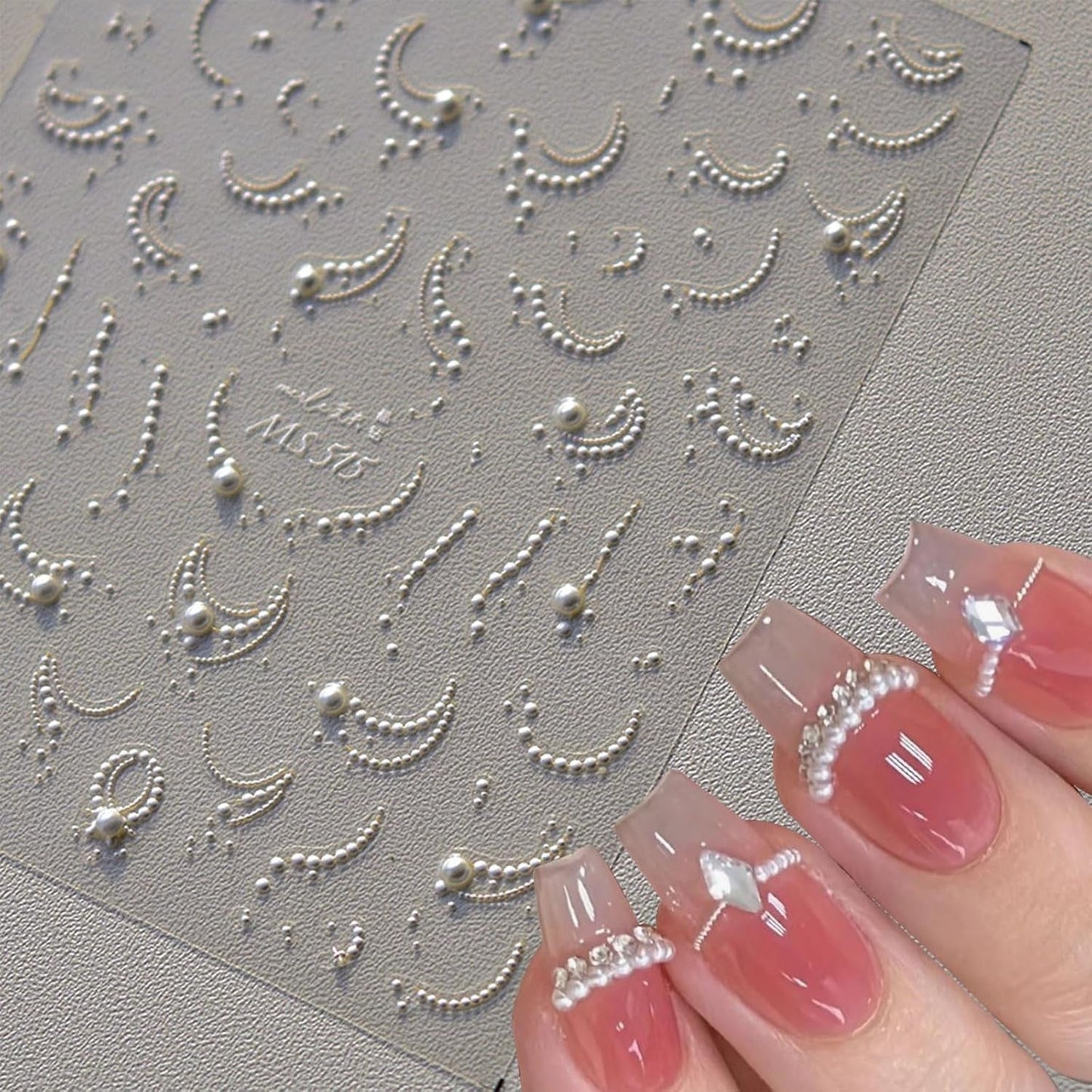 JMEOWIO 3D Nagelsticker Perlenlinie Nail Art Naklejka Selbstklebend Nagelaufkleber 5D Stereoskopisch Dekoration Nageldesign Zubehör 1 Blatt